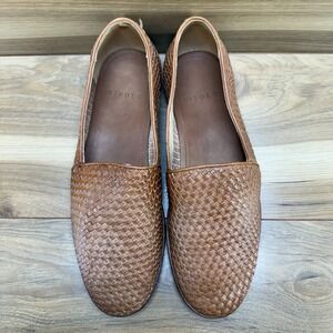 NISOLO Alejandro Woven Mens Shoes 11 Cognac Tan Leather Slip On